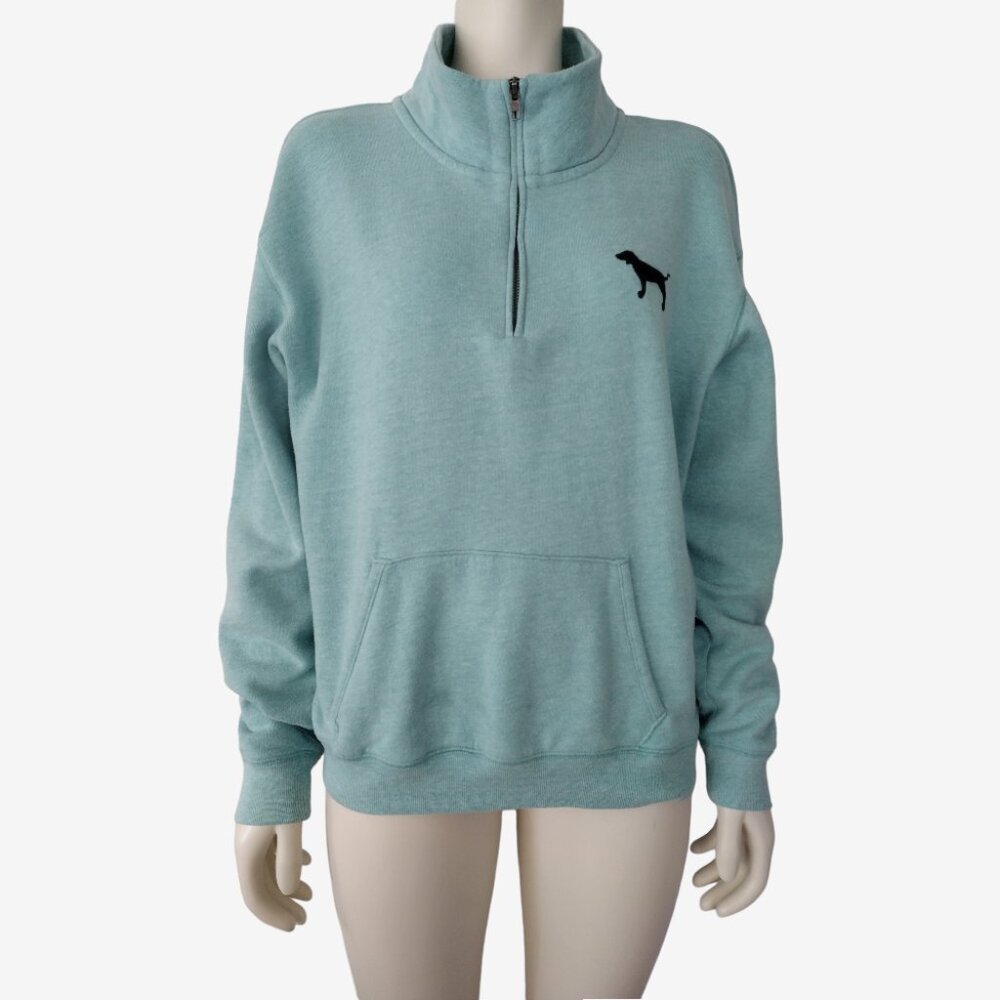 PINK Victoria's Secret Mint Fleeced 1/3 Zip Mock Neck Pullover Sweater M